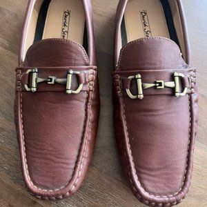 David Stone Men’s Loafers Slip On‎ Shoes Size 9.5 Brown w/Buckle Accent 045668